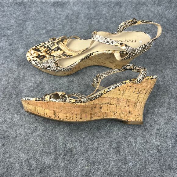 Franco Sarto Python Reptile Print Strappy Platform‎ Heels wedge sandals size 8M - Picture 1 of 9